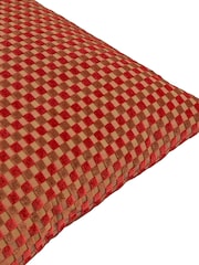 Furn Maroon Checkered Velvet Fibre Filled Cushion - Image 4 of 4