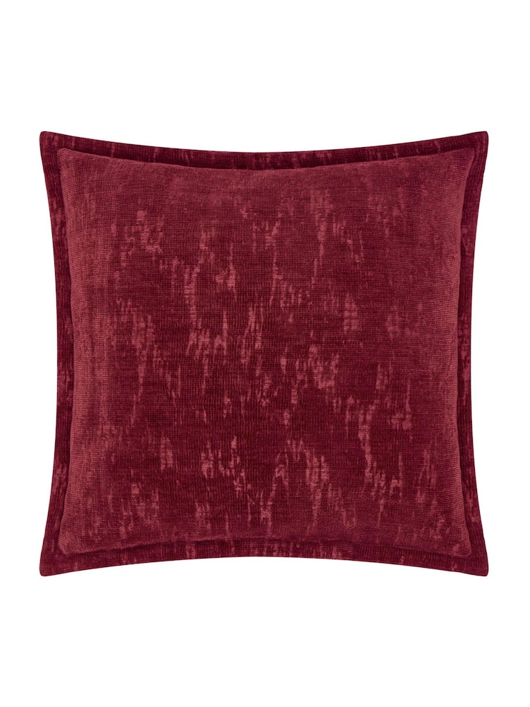 Paoletti Burgundy Aurelio Chenille Jacquard Fibre Filled Cushion - Image 2 of 3 Paoletti Burgundy Aurelio Chenille Jacquard Fibre Filled Cushion - Image 2 of 3