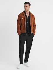 Reiss Black Lunar Textured Cuban Collar Button-Through Shirt - Image 3 of 5