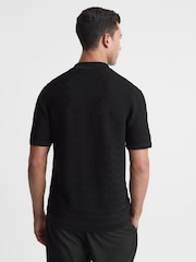 Reiss Black Lunar Textured Cuban Collar Button-Through Shirt - Image 5 of 5