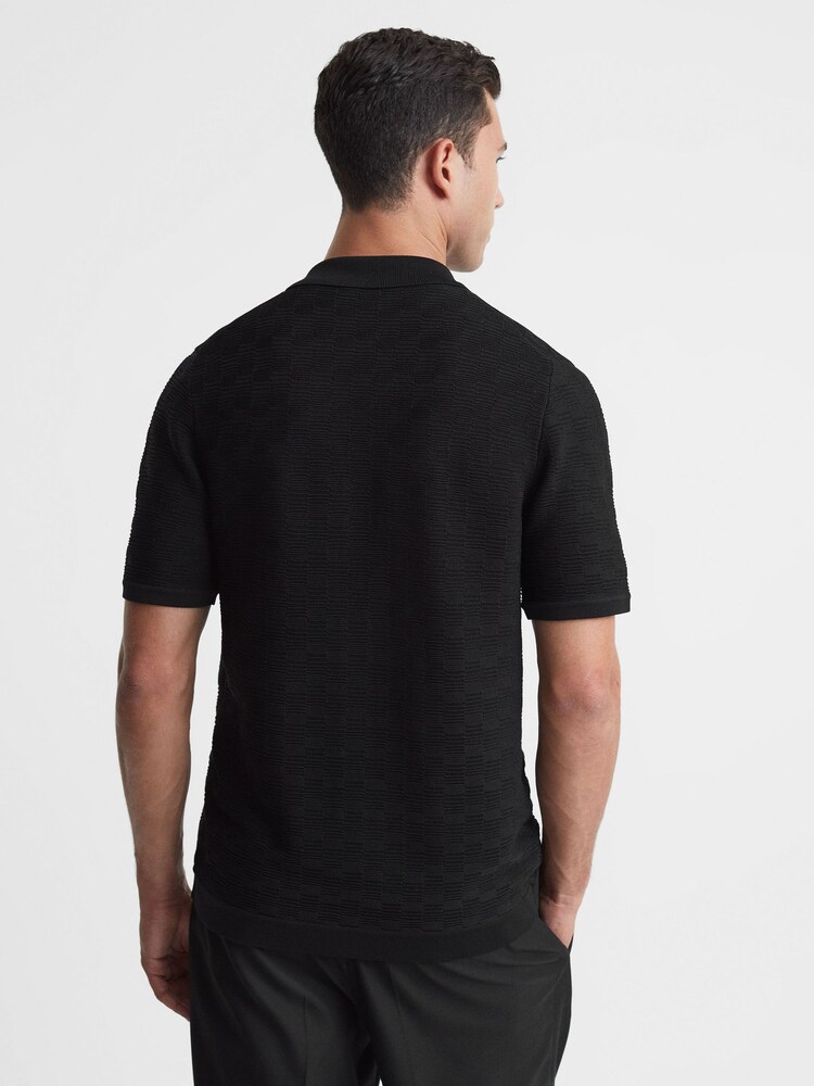 Reiss Black Lunar Textured Cuban Collar Button-Through Shirt - Image 5 of 5