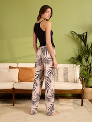 Bath & Body Works Black/Ecru Leaf Print Jersey Cami Rib Racer Top Pyjamas - Image 3 of 5