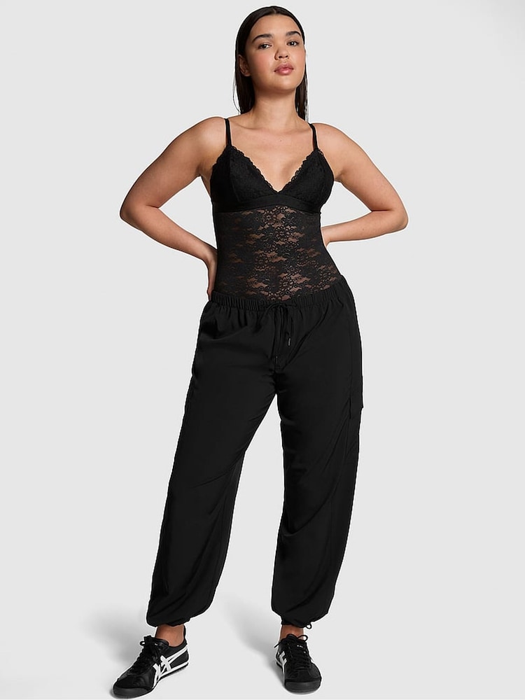 Victoria's Secret PINK Pure Black Parachute Cargo Trousers - Image 1 of 3