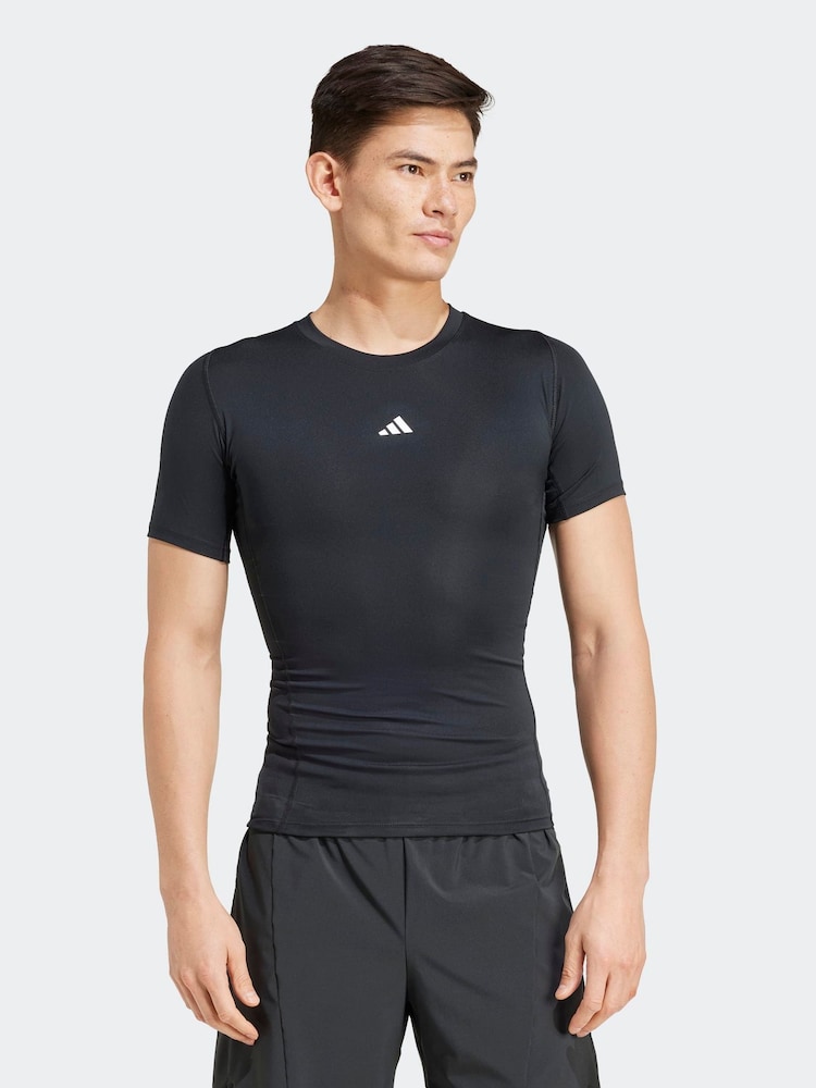 adidas Black Techfit Compression Training T-Shirt - Image 1 of 7 adidas Black Techfit Compression Training T-Shirt - Image 1 of 7