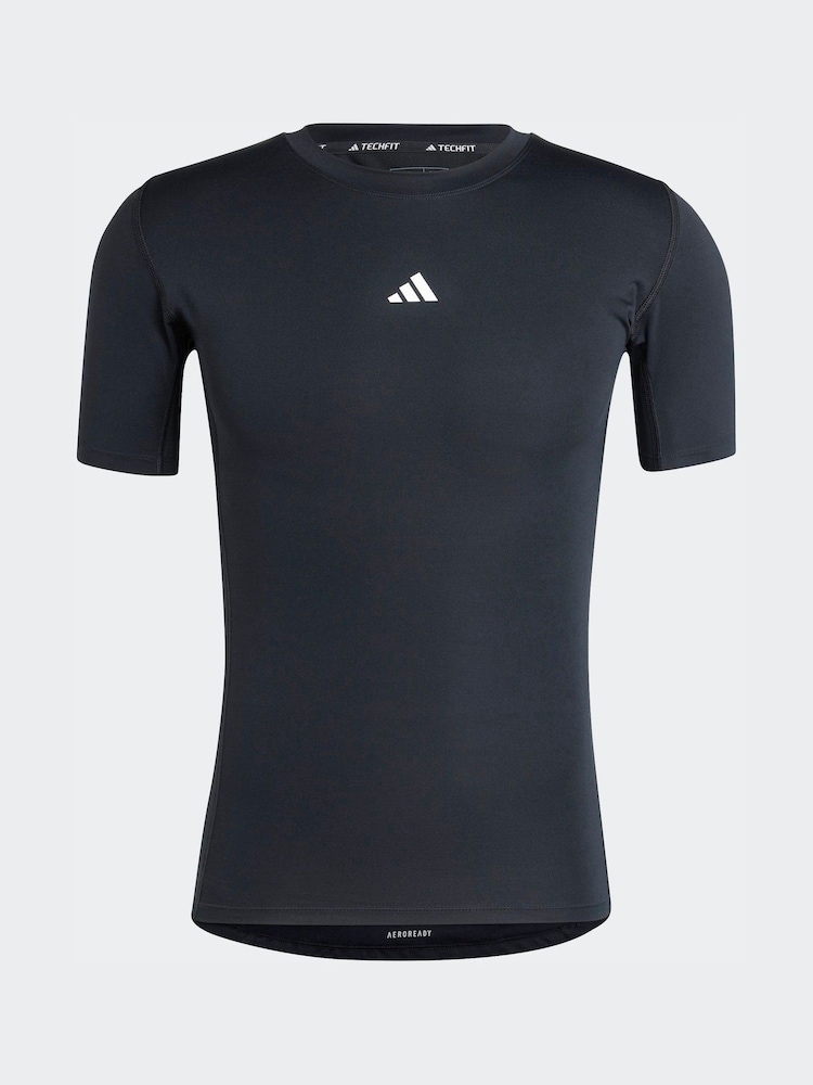 adidas Black Techfit Compression Training T-Shirt - Image 7 of 7 adidas Black Techfit Compression Training T-Shirt - Image 7 of 7