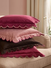 Furn Slipper Burgundy Lil Scallop Velvet Fibre Filled Cushion - Image 2 of 4