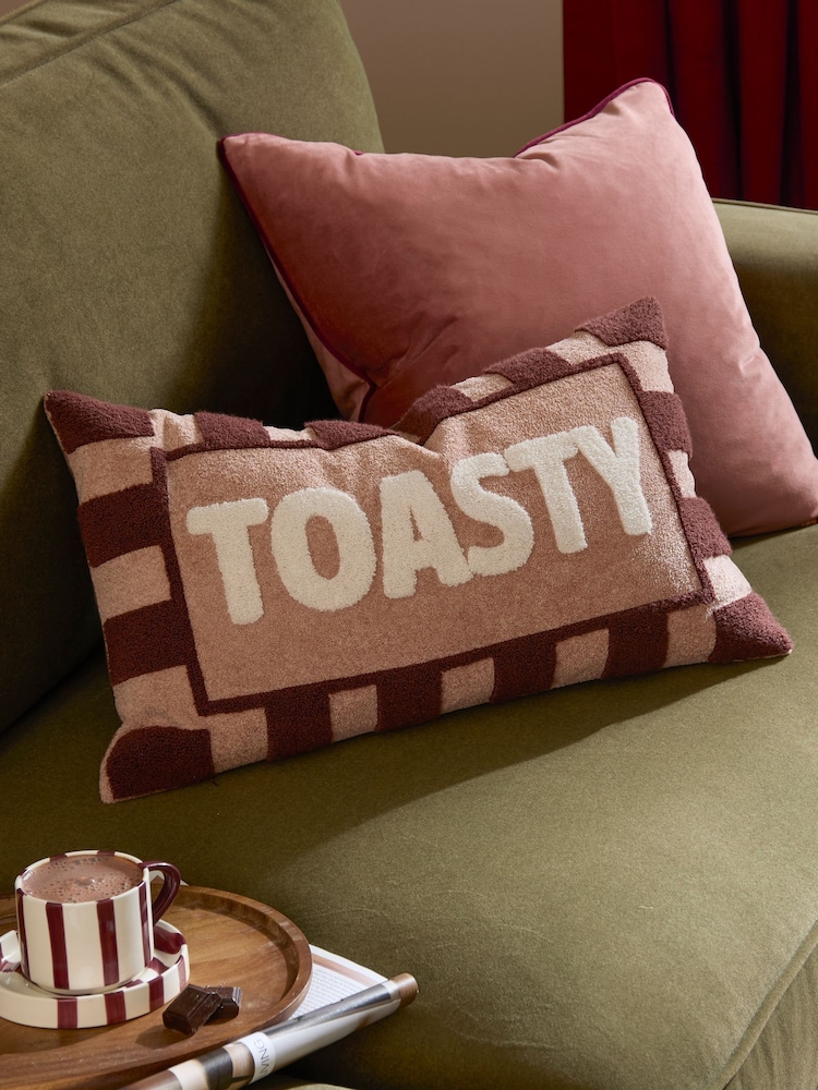 Furn Pink Chocolate Toasty Boucle Fibre Filled Cushion - Image 1 of 4 Furn Pink Chocolate Toasty Boucle Fibre Filled Cushion - Image 1 of 4