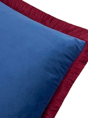Furn Navy Burgundy Halo Fringed Velvet Fibre Filled Cushion - Image 5 of 5