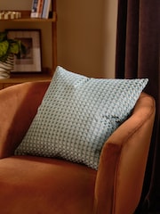 Furn Mineral Checkered Velvet Fibre Filled Cushion - Image 1 of 4