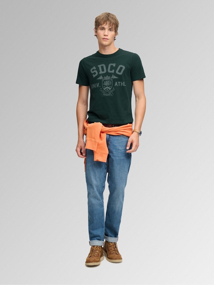 Superdry Green Gothic Varsity T-Shirt - Image 2 of 6 Superdry Green Gothic Varsity T-Shirt - Image 2 of 6