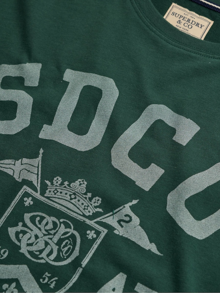 Superdry Green Gothic Varsity T-Shirt - Image 6 of 6 Superdry Green Gothic Varsity T-Shirt - Image 6 of 6