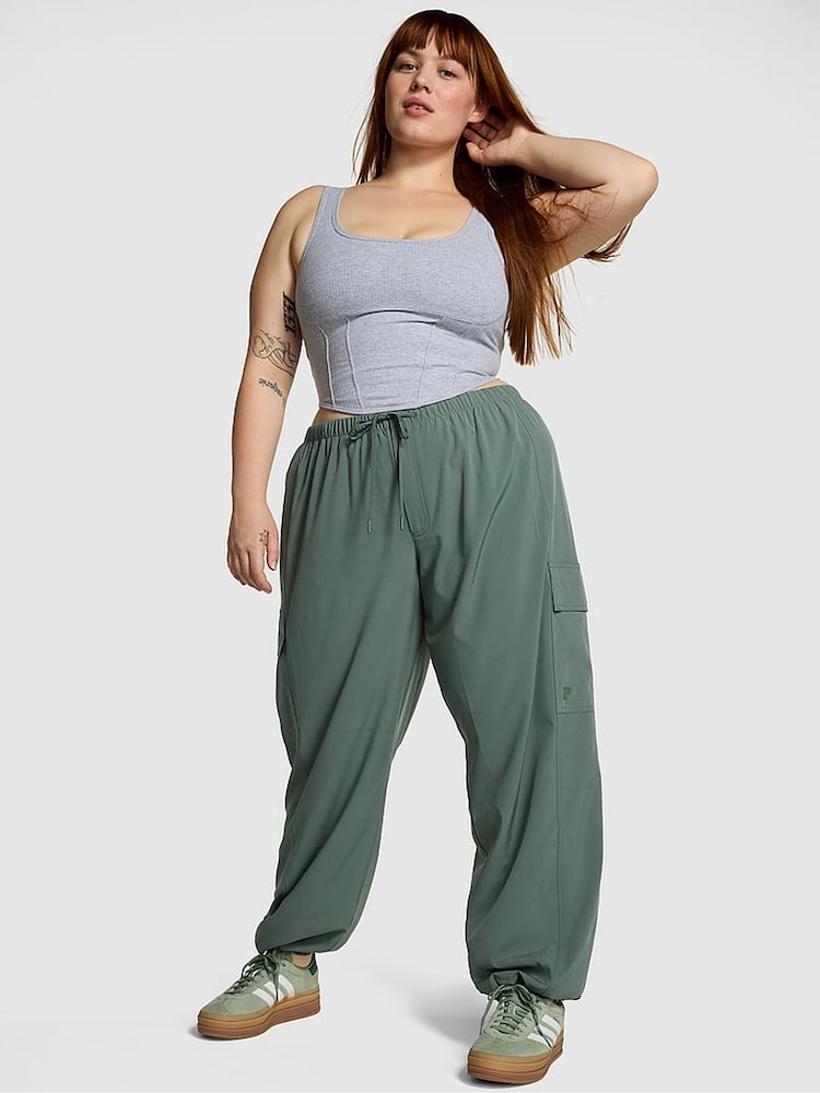 Victoria's Secret PINK Fresh Forest Green Parachute Cargo Trousers - Image 1 of 3