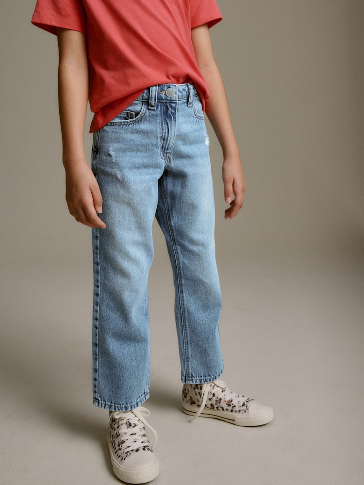 Mid Blue Denim Mid Rise Jeans (3-16yrs) - Image 1 of 8 Mid Blue Denim Mid Rise Jeans (3-16yrs) - Image 1 of 8