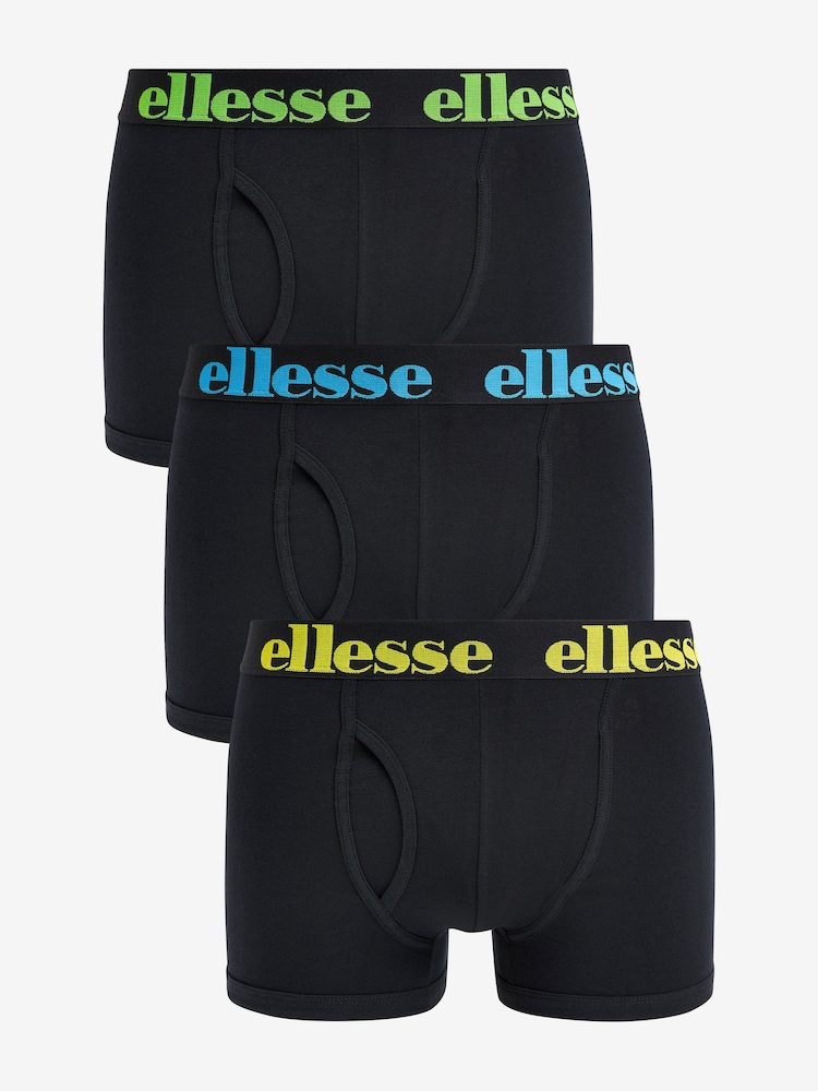 حزمة من 3 بوكسرات أسود متعددة الألوان رجالي من Ellesse - صورة 1 من 4