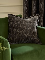 Paoletti Charcoal Aurelio Chenille Jacquard Fibre Filled Cushion - Image 1 of 3