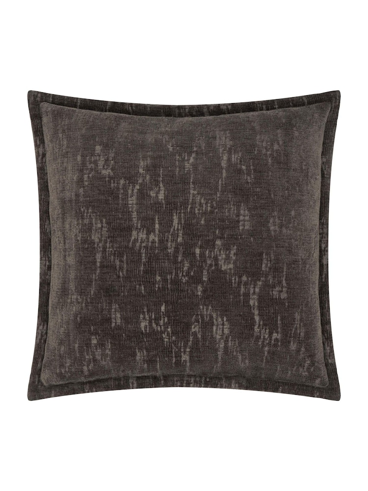 Paoletti Charcoal Aurelio Chenille Jacquard Fibre Filled Cushion - Image 2 of 3 Paoletti Charcoal Aurelio Chenille Jacquard Fibre Filled Cushion - Image 2 of 3