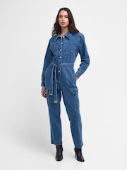 Barbour® International Blue Mid Wash Hamilton Denim Jumpsuit - Image 1 of 17