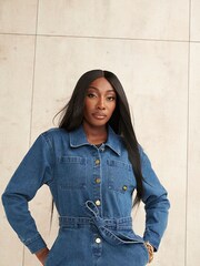 Barbour® International Blue Mid Wash Hamilton Denim Jumpsuit - Image 13 of 17
