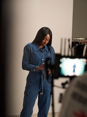Barbour® International Blue Mid Wash Hamilton Denim Jumpsuit - Image 15 of 17