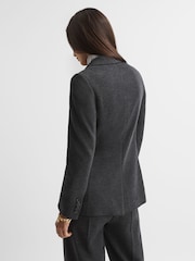 Reiss Grey Melange Iria Double Breasted Wool Blend Suit Blazer - Image 3 of 5