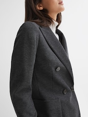Reiss Grey Melange Iria Double Breasted Wool Blend Suit Blazer - Image 4 of 5