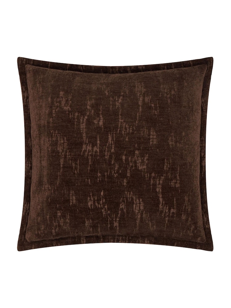 Paoletti Chocolate Aurelio Chenille Jacquard Fibre Filled Cushion - Image 2 of 3 Paoletti Chocolate Aurelio Chenille Jacquard Fibre Filled Cushion - Image 2 of 3