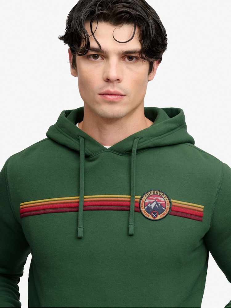Superdry Green Outdoors Stripe Logo Hoodie - Image 4 of 4 Superdry Green Outdoors Stripe Logo Hoodie - Image 4 of 4