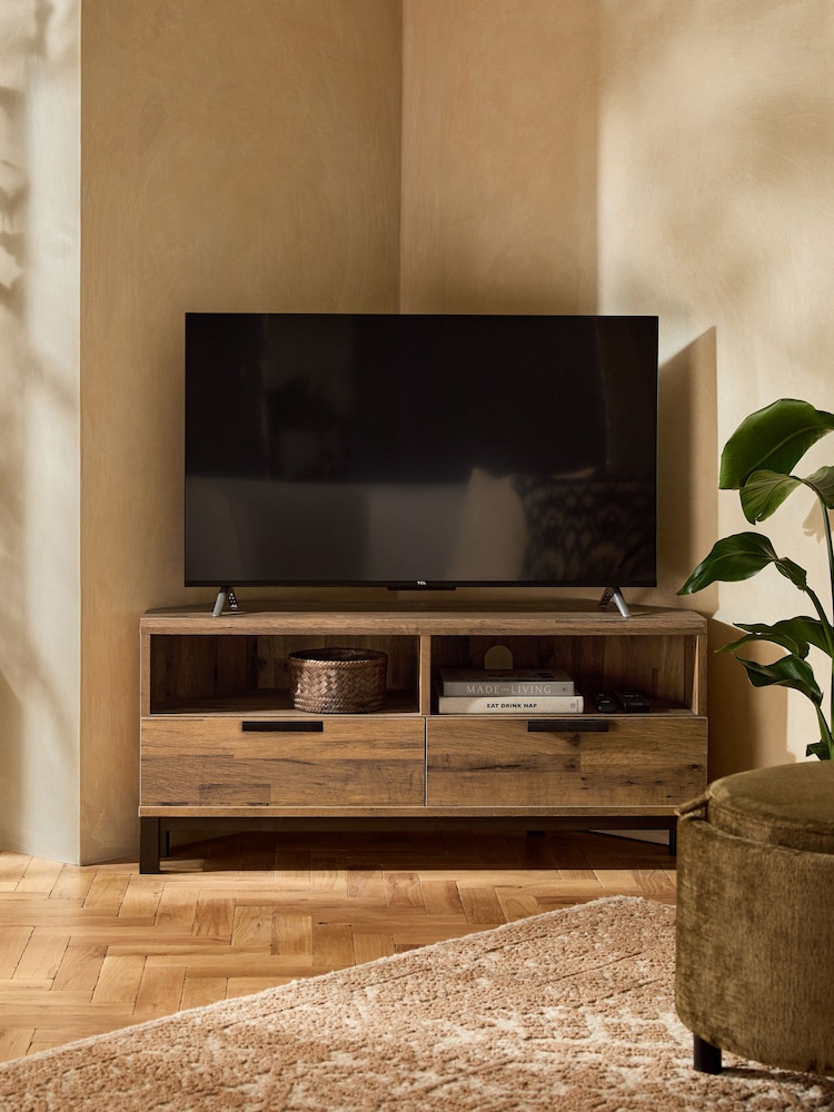 Dark Bronx Up to 46 inch Corner Oak Effect TV Unit - Image 2 of 11