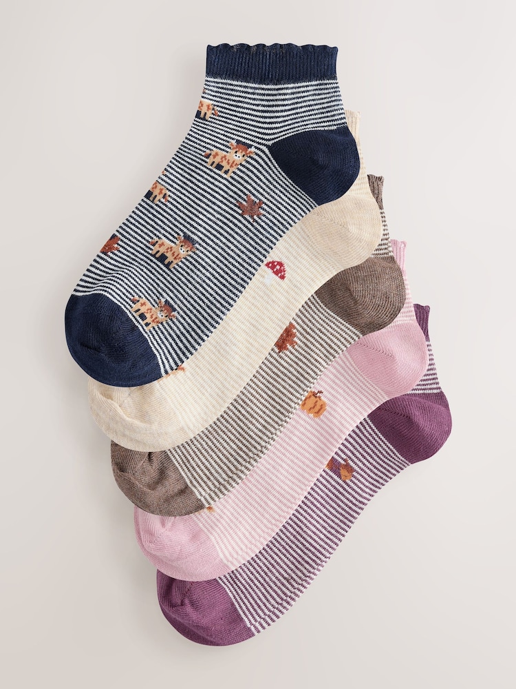 Autumn Hamish The Highland Cow Trainer Socks 5 Pack - Image 1 of 8