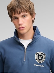 Superdry Blue Vintage Athletic Half Zip Sweatshirt - Image 4 of 7