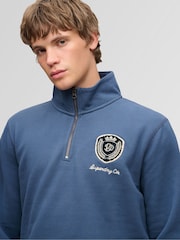 Superdry Blue Vintage Athletic Half Zip Sweatshirt - Image 5 of 7