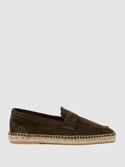 Reiss Dark Khaki Espadrille Suede Summer Shoes - Image 1 of 5