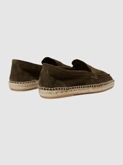 Reiss Dark Khaki Espadrille Suede Summer Shoes - Image 4 of 5