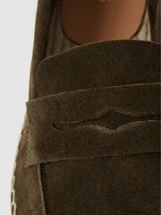 Reiss Dark Khaki Espadrille Suede Summer Shoes - Image 5 of 5