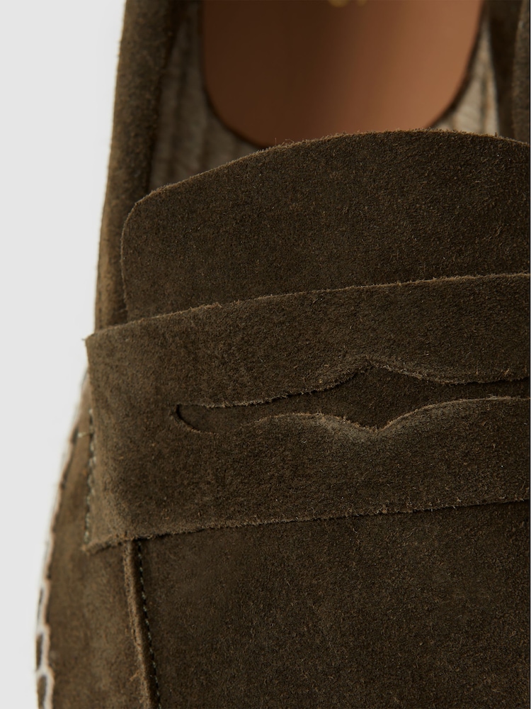 Reiss Dark Khaki Espadrille Suede Summer Shoes - Image 5 of 5