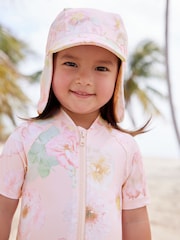 Pink Floral Swim Legionnaire Hat (3mths-10yrs) - Image 1 of 4