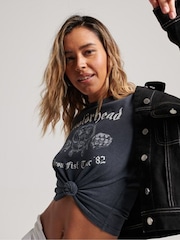 Superdry Black Motorhead Cap Sleeve T-Shirt - Image 5 of 6