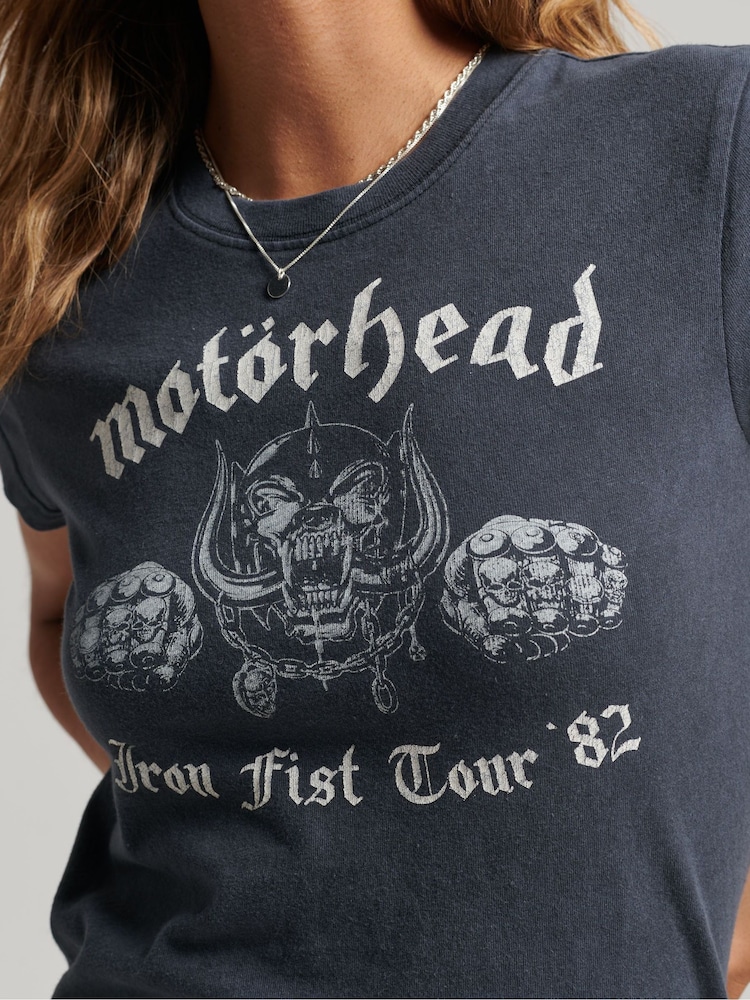 Superdry Black Motorhead Cap Sleeve T-Shirt - Image 6 of 6