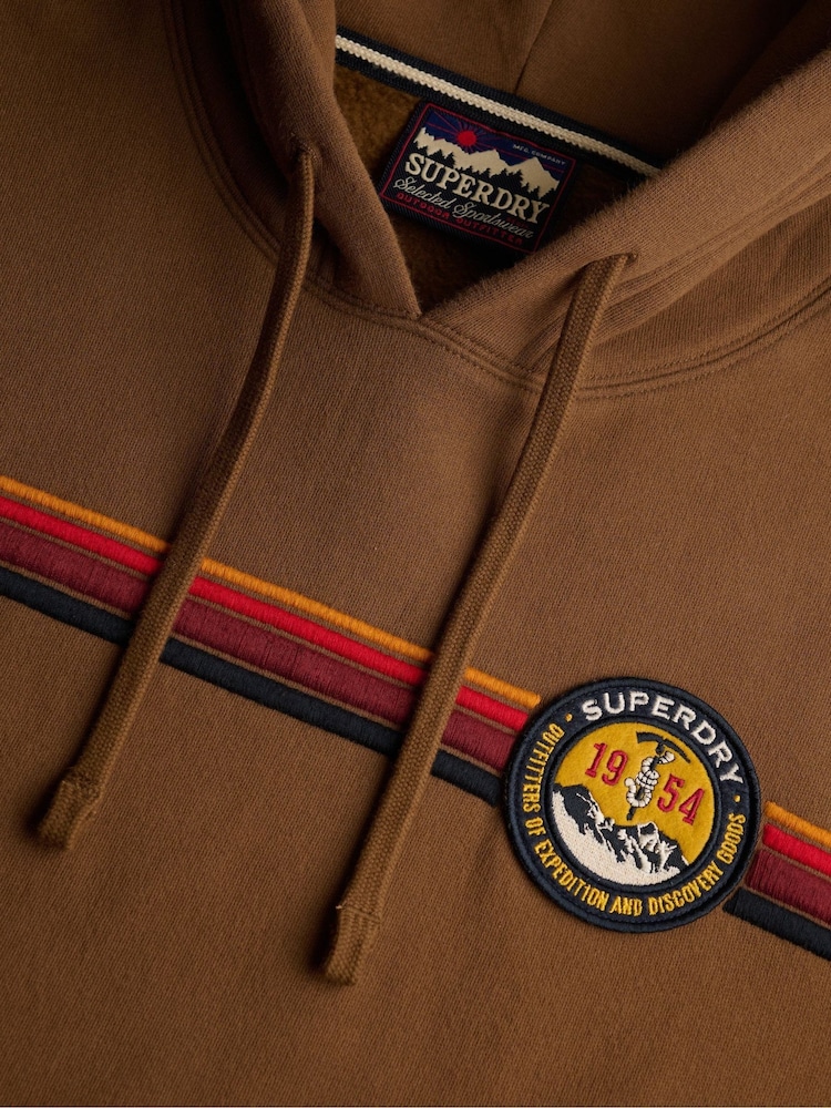 Superdry Brown Outdoors Stripe Logo Hoodie - Image 7 of 7 Superdry Brown Outdoors Stripe Logo Hoodie - Image 7 of 7