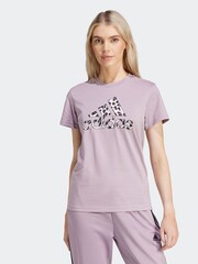 adidas Purple 100% Cotton Sportswear Animal Print Graphic T-Shirt - Image 1 of 7