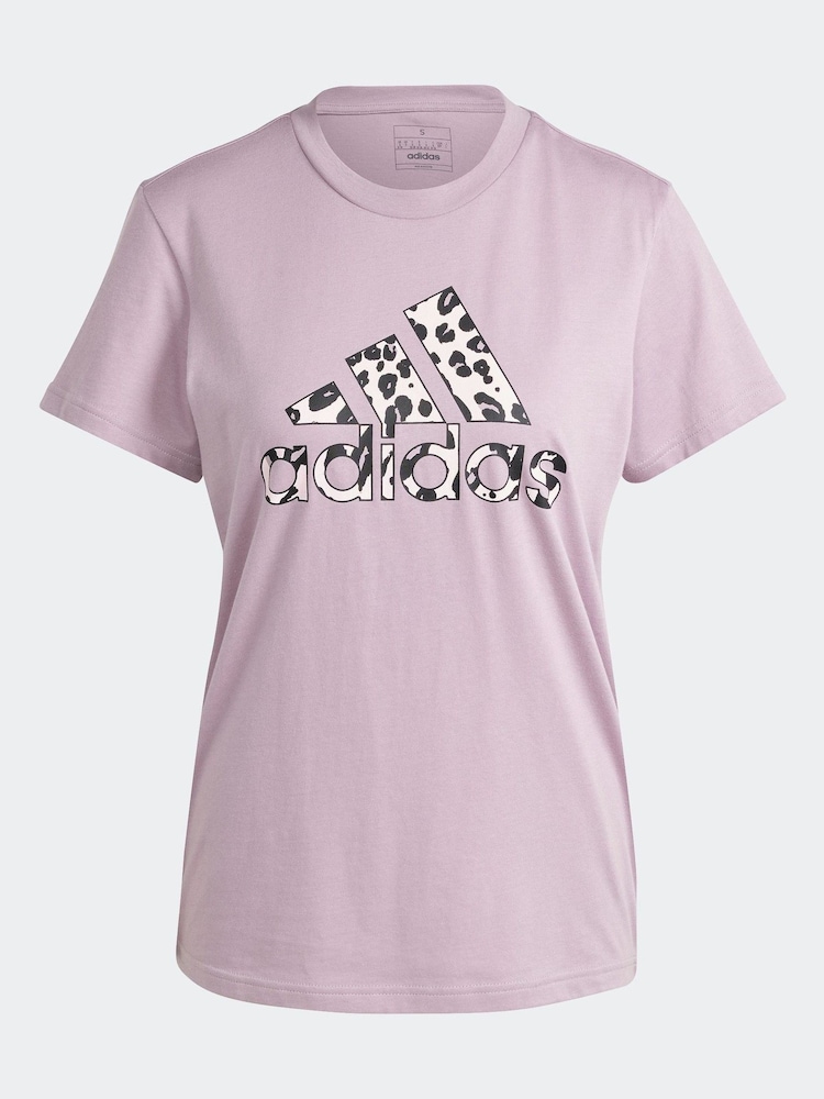 adidas Purple 100% Cotton Sportswear Animal Print Graphic T-Shirt - Image 7 of 7