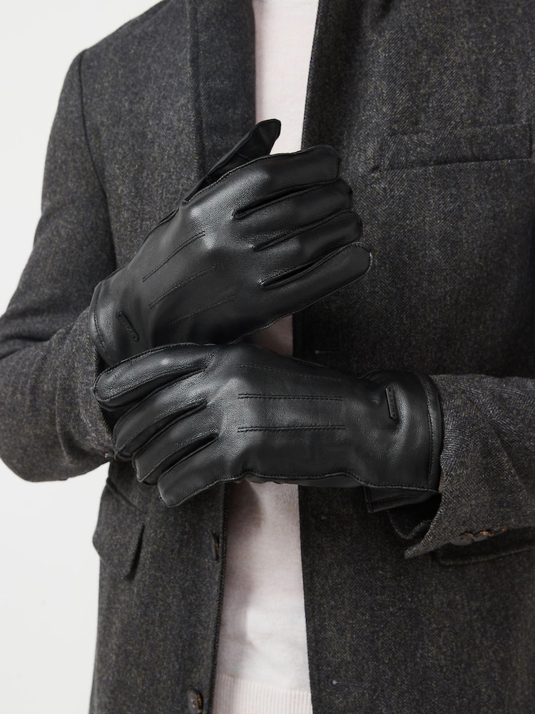 Black Signature Cashmere Lined Leather Gloves - Image 1 of 4