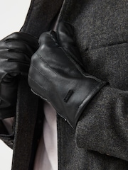 Black Signature Cashmere Lined Leather Gloves - Image 2 of 4