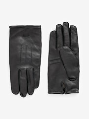 Black Signature Cashmere Lined Leather Gloves - Image 3 of 4