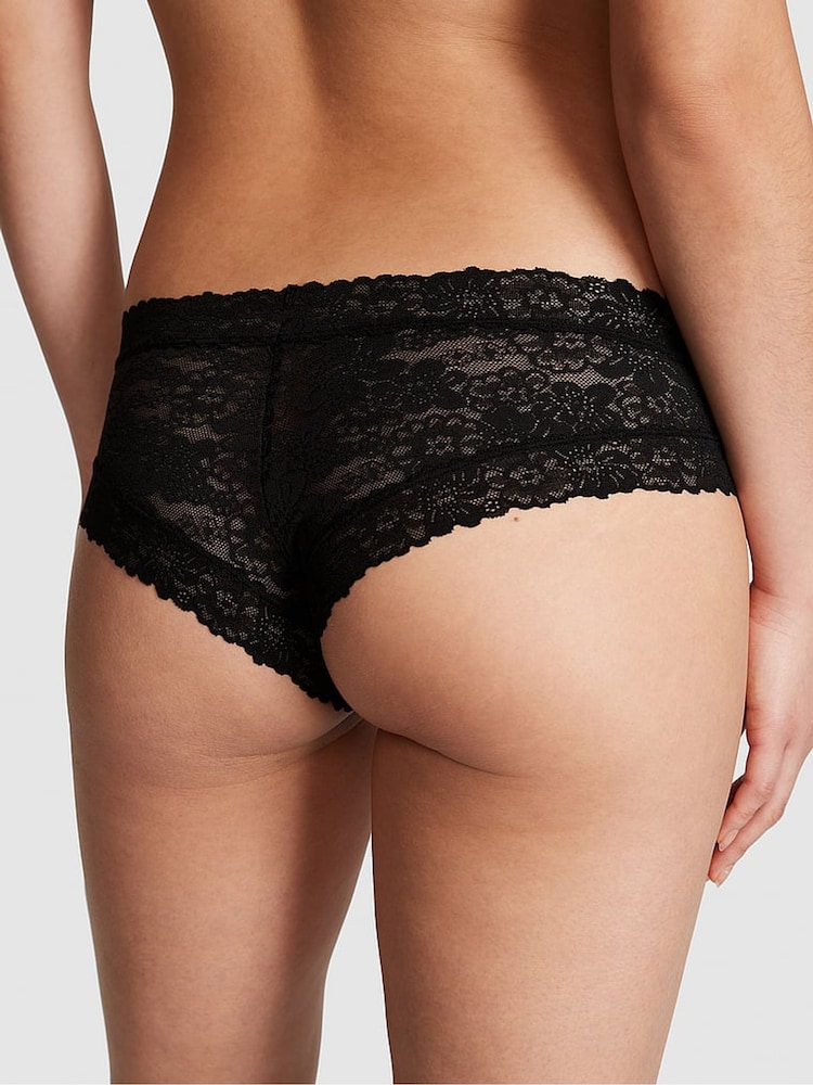 Victoria's Secret PINK Black Short Floral Lace Knickers - Image 2 of 3