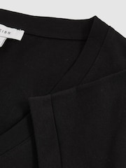 Reiss Black Luana Cotton-Jersey V-Neck T-Shirt - Image 6 of 6
