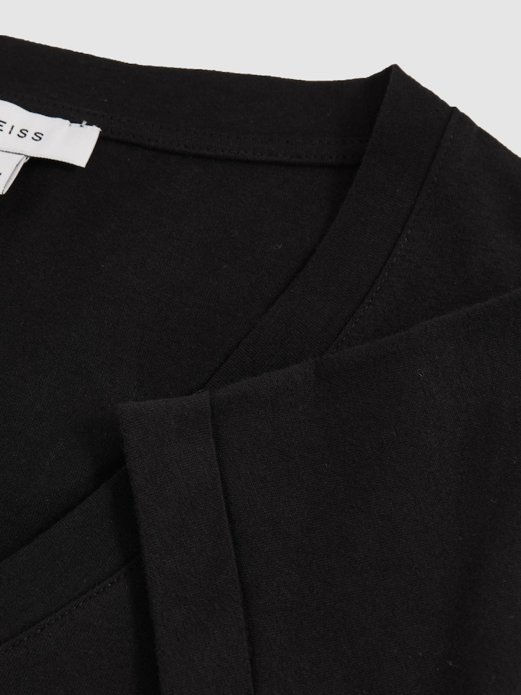 Reiss Black Luana Cotton-Jersey V-Neck T-Shirt - Image 6 of 6