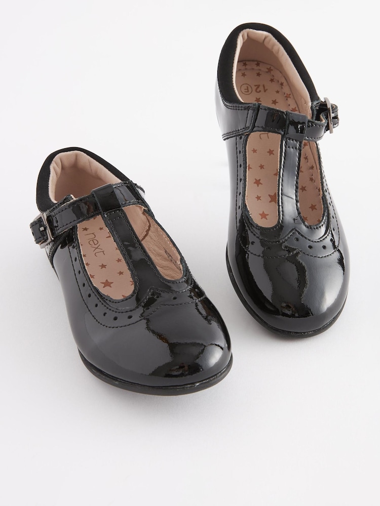 Black Patent Standard Fit (F) Leather T-Bar Leather Shoes - Image 1 of 6