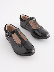 Black Patent Standard Fit (F) Leather T-Bar Leather Shoes - Image 3 of 6