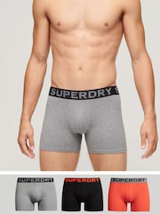 Superdry Black/Bright Orange/Grey Marl Boxer Shorts 3 Pack - Image 1 of 6